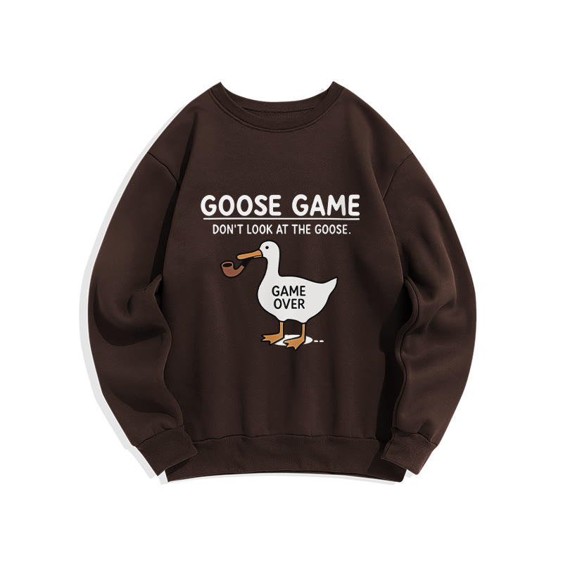 Funny Goose Game Pattern Crew Neck Sweatshirt - Coffee - US16-18(2XL) - image 8