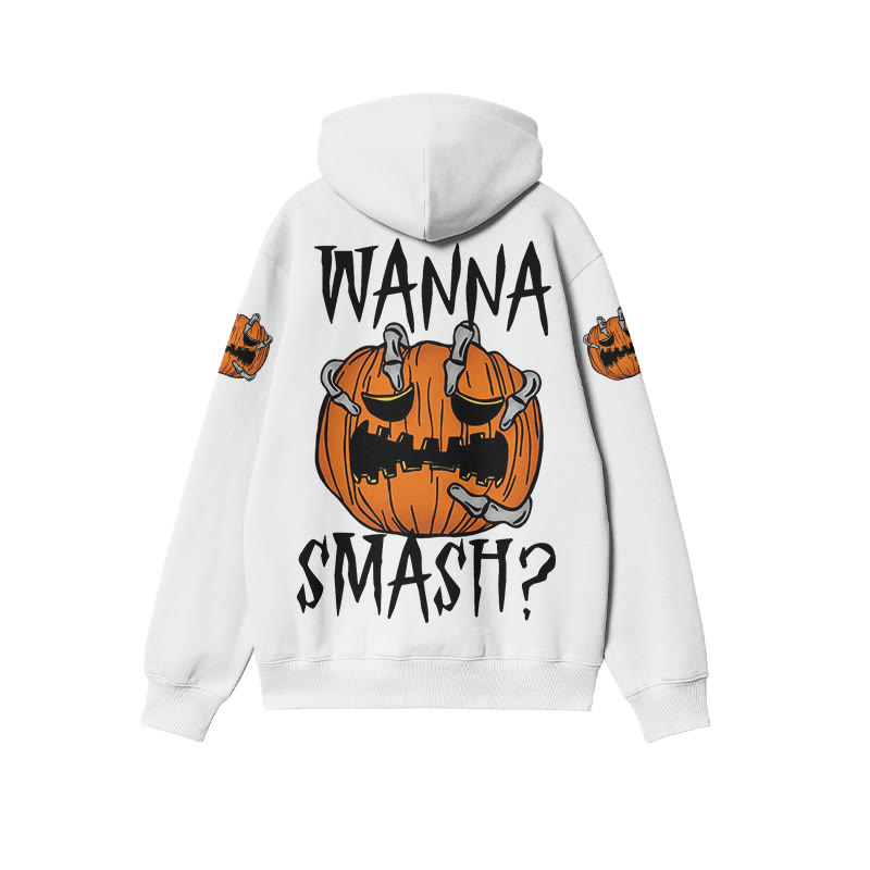 Unisex 100% Cotton Wanna Smash Halloween Print Hoodie - White - US16-18(2XL) - image 2