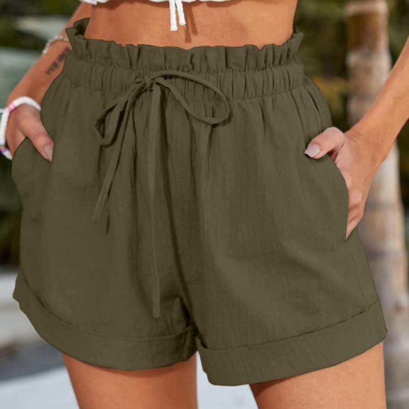 Solid Color Loose Casual Fashion Shorts - Army Green - 3XL - image 1