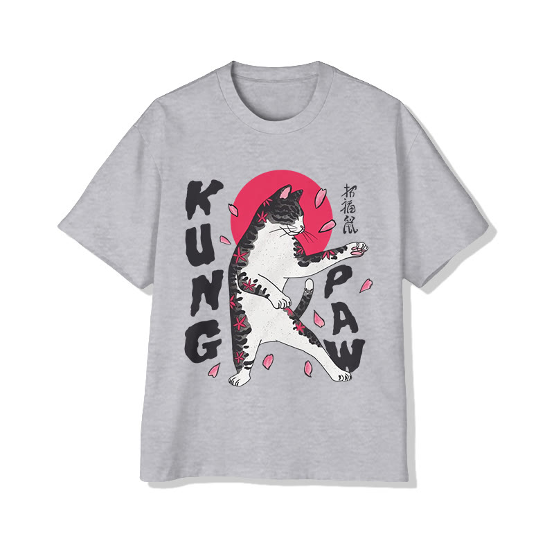 Unisex Kung Paw Short Sleeve Crew Neck T-shirt - Grey - 2XL - image 3