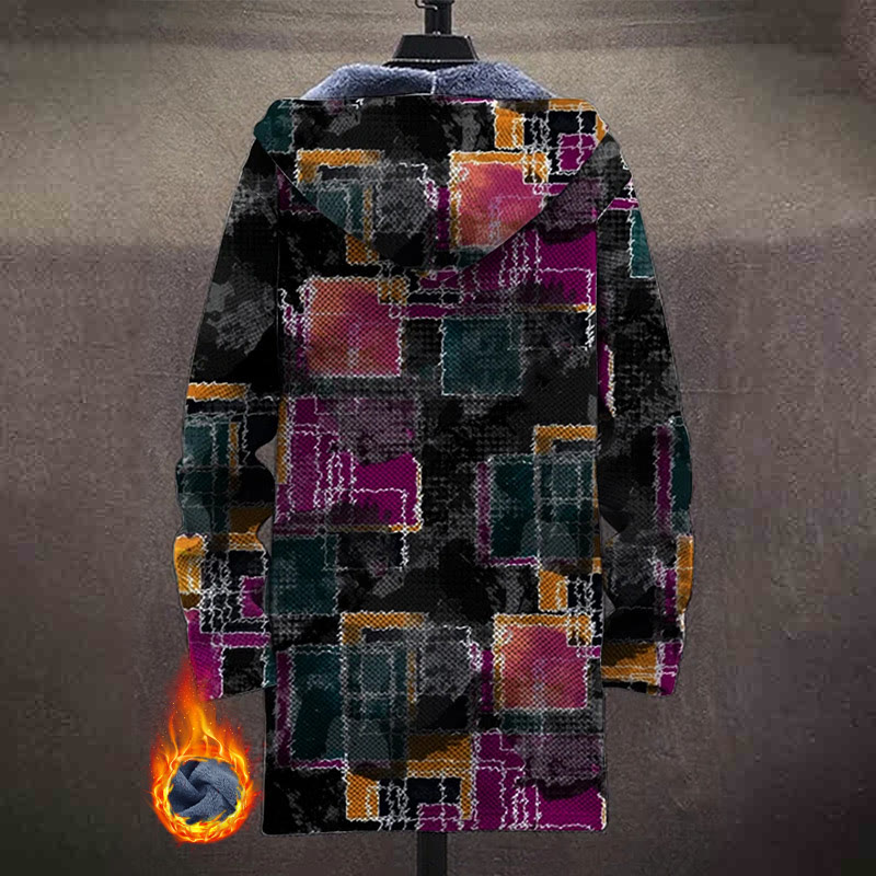 Retro Tie Dye Color Block Patchwork Pattern Print Unisex Plush Thick Long-sleeved Fleece Jacket Coat - image 3