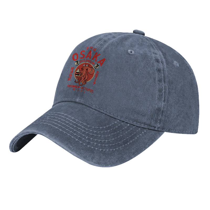 OSAKA Dotonbori Octopus Japanese Design Vintage Print Washed Cap - image 8