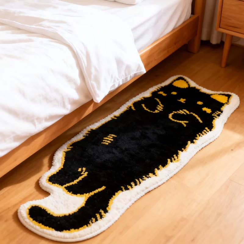Cute Cat-shaped Soft Faux Cashmere Area Rug Floor Mat - Black Cat - 40*60cm - image 5