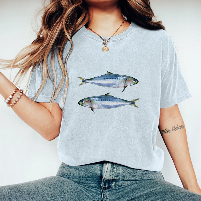 100% Cotton Sardines Baby T-shirt - Blue - 2XL - image 8