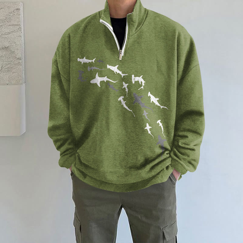 Japanese Art Octopus And Crab Print Long Sleeve Zipper Sweatshirt - Green - 5XL - image 3