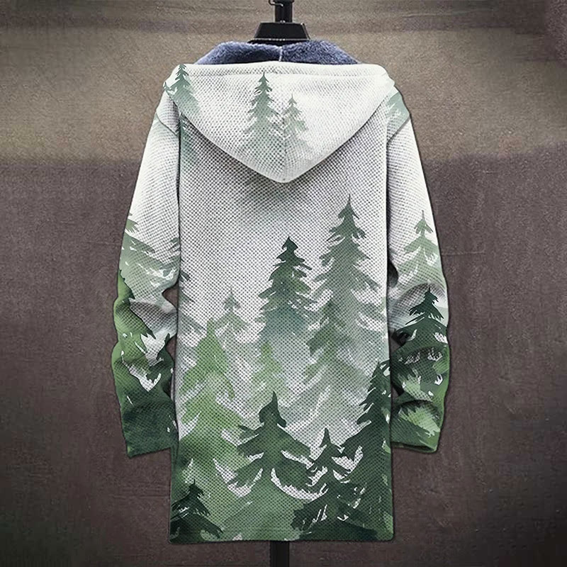 Foggy Forest Print Unisex Plush Thick Long-sleeved Fleece Jacket Coat - image 4
