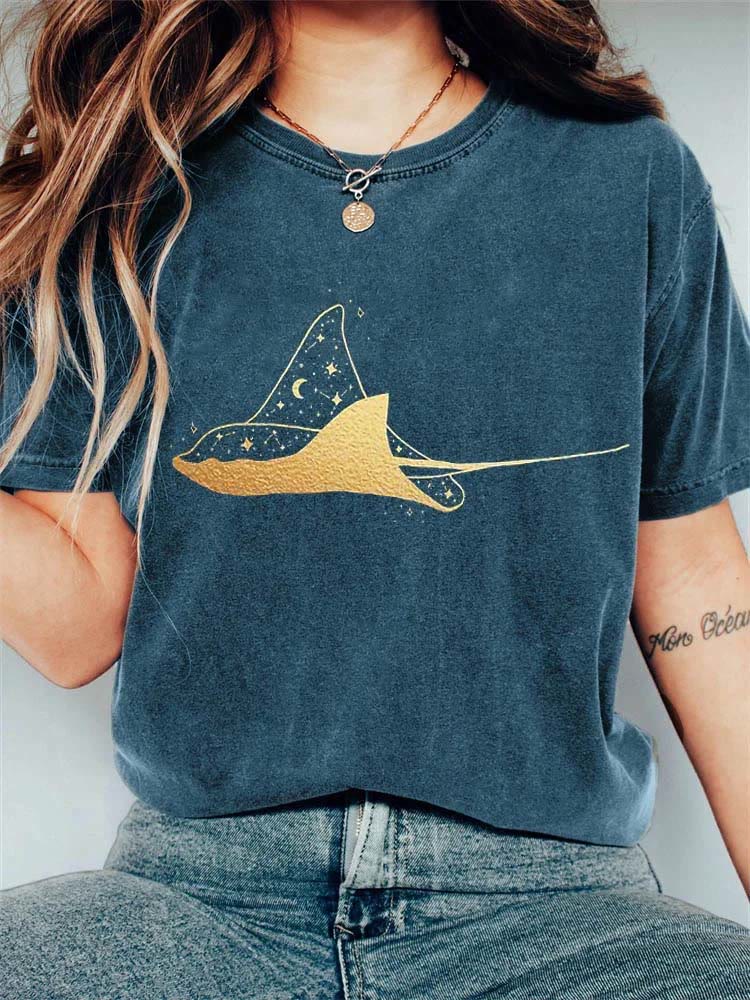 Celestial Skate Gold Art Print T-shirt