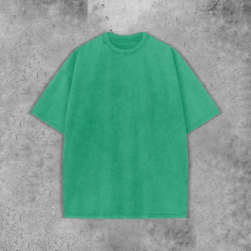 Unisex 100% Cotton Solid Color Acid Washed T-shirt - Green - 3XL - image 8