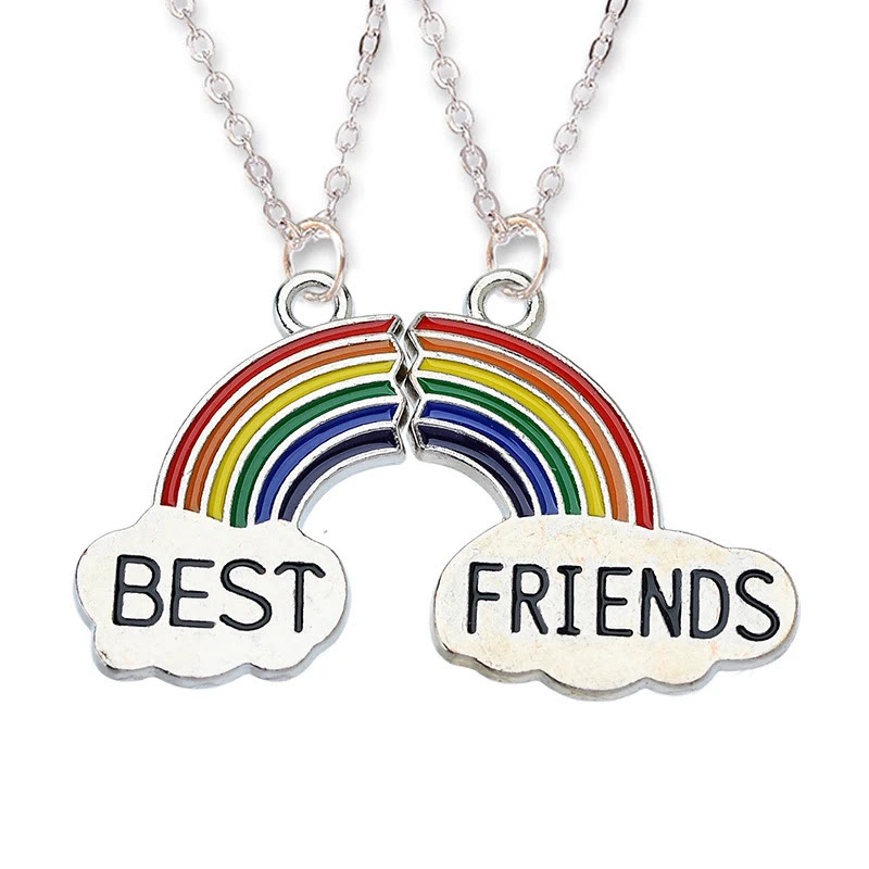 Best Friends Magnet Attraction Heart Stitching Necklace Set - Rainbow - one size - image 5