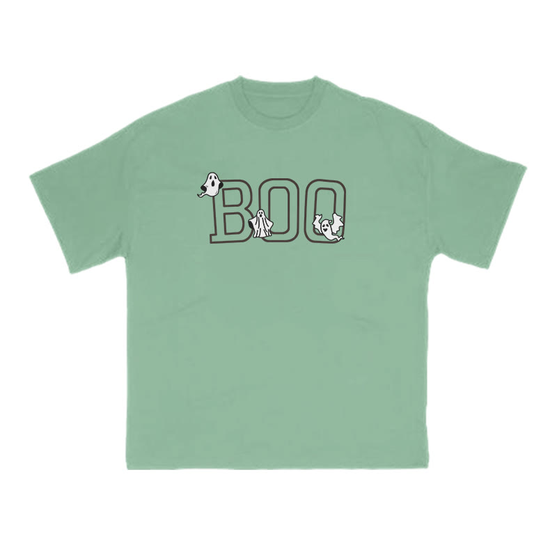 Unisex 100% Cotton Ghost Boo Halloween Print T-shirt - Green - US16-18(2XL) - image 8