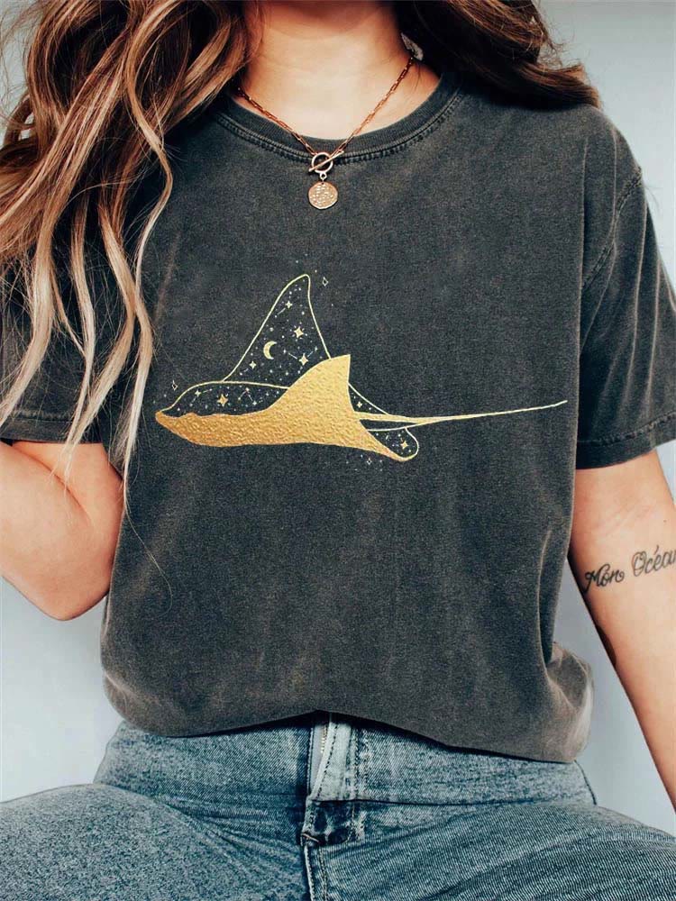 Celestial Skate Gold Art Print T-shirt