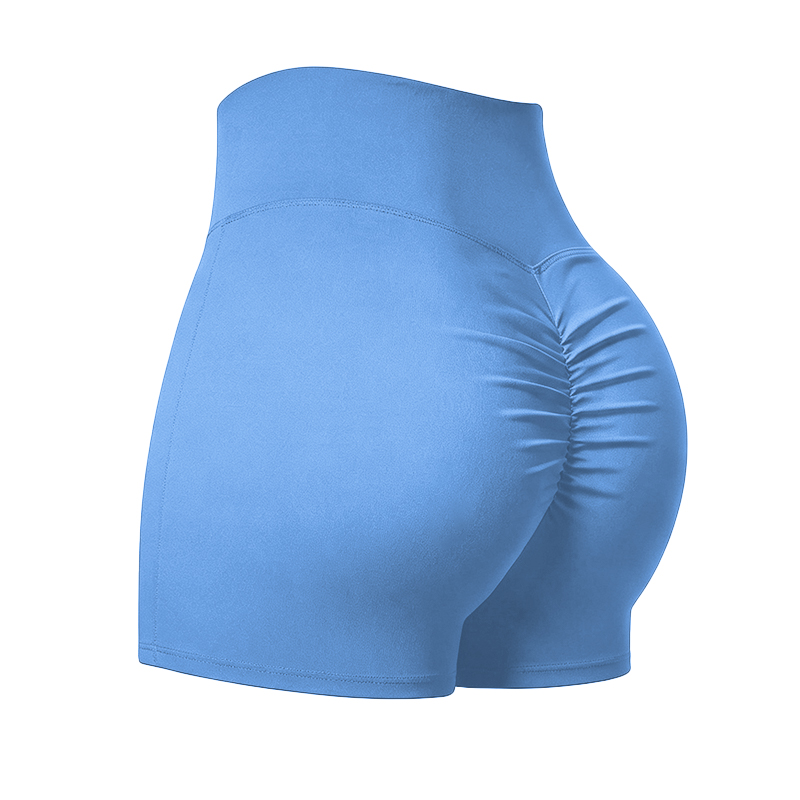 Solid Color Elevate High Waisted Scrunch Lift Active Yoga Shorts - Sky Blue - 4XL - image 31