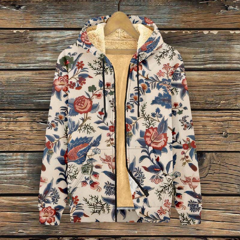 Women's Oil Painting Rose Blossom Art Print Fleece Jacket - image 2