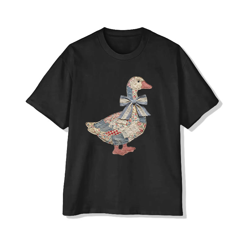 Farm Friends Ducks Pattern Print Pattern Cotton Print T-shirt - Black - US16-18(2XL) - image 7