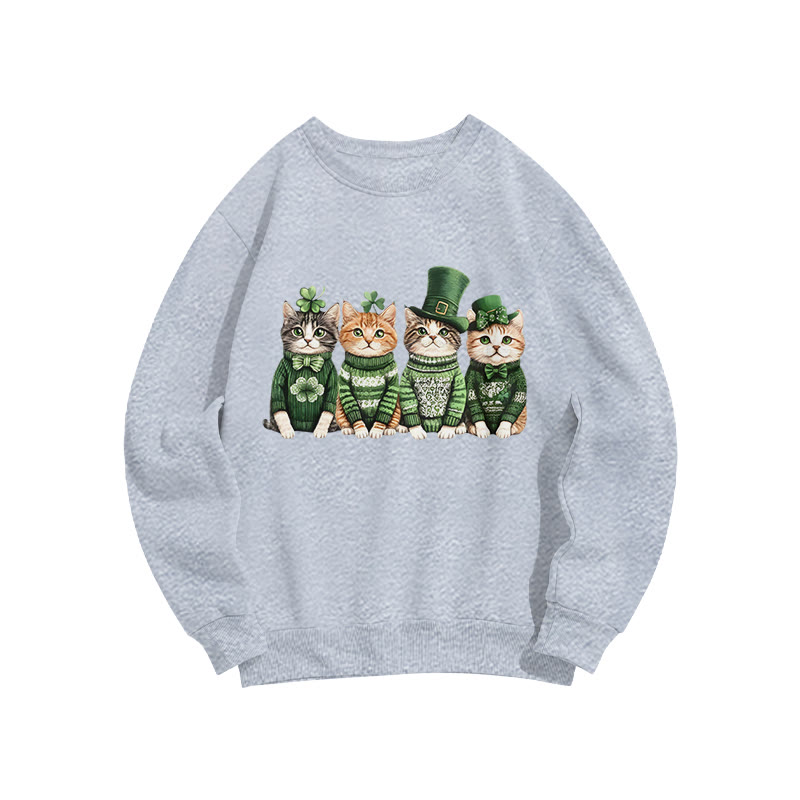 St. Patrick's Lucky Kittens Print Sweatshirt - Grey - US16-18(2XL) - image 7