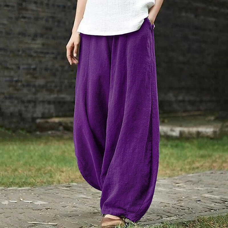 Casual Plain Drawstring Pocket Pants - Purple - 5XL - image 9