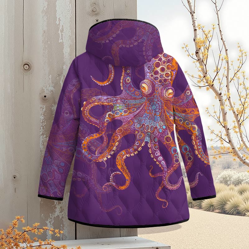 Unique Exquisite Octopus Pattern Art Print Zipper Jackets - Purple - 4XL - image 3