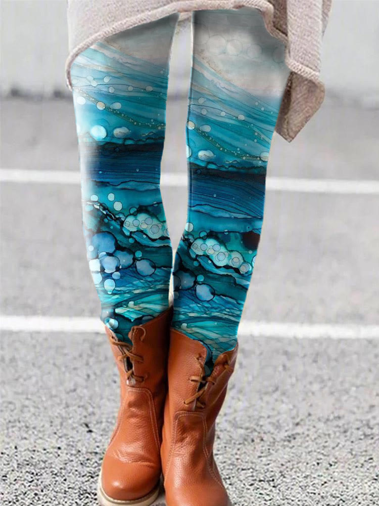 Ocean print outlet leggings