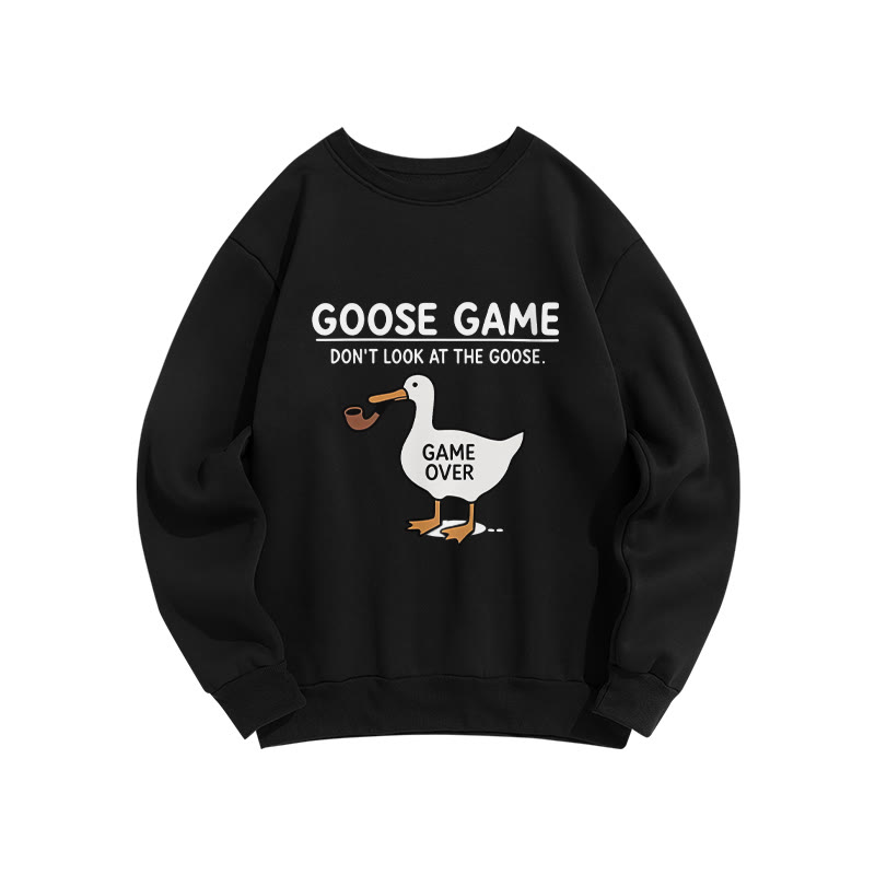Funny Goose Game Pattern Crew Neck Sweatshirt - Black - US16-18(2XL) - image 5