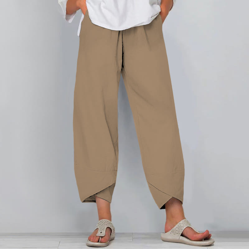 Casual Solid Color Women's Pants - Khaki - 8XL - image 5