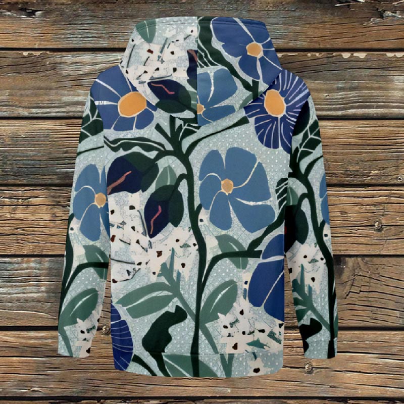 Women's Retro Abstract Cartoon Floral Art Print Fleece Jacket - image 3