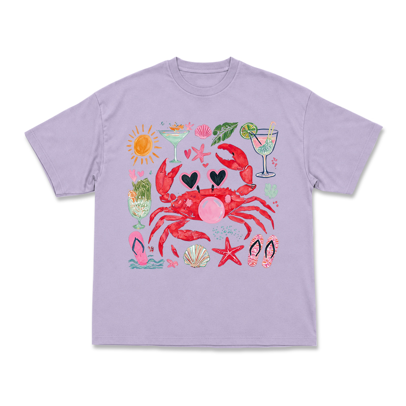 Coastal Crab Watercolor Graphic T-Shirt - Purple - US16-18(2XL) - image 9