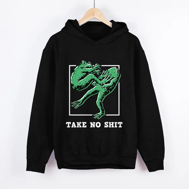 Unisex Don't Mess With Me Frog Pattern Long Sleeved Hoodie - Black - US44-46(8XL) - image 5