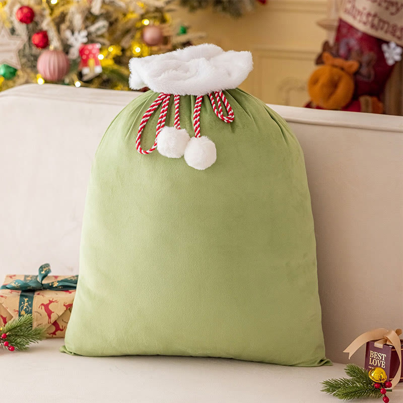 Christmas Gift Bag Drawstring Bag Velvet Bag - Light Green - 40*60cm - image 9