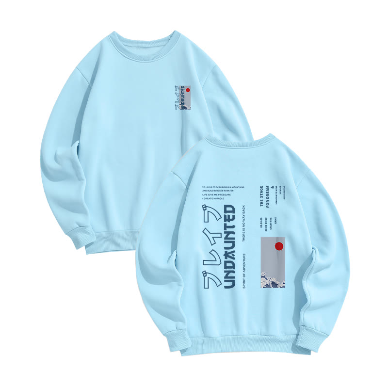 Unisex Undaunted Print Long Sleeved Crew Neck Sweatshirt - Blue - US16-18(2XL) - image 4