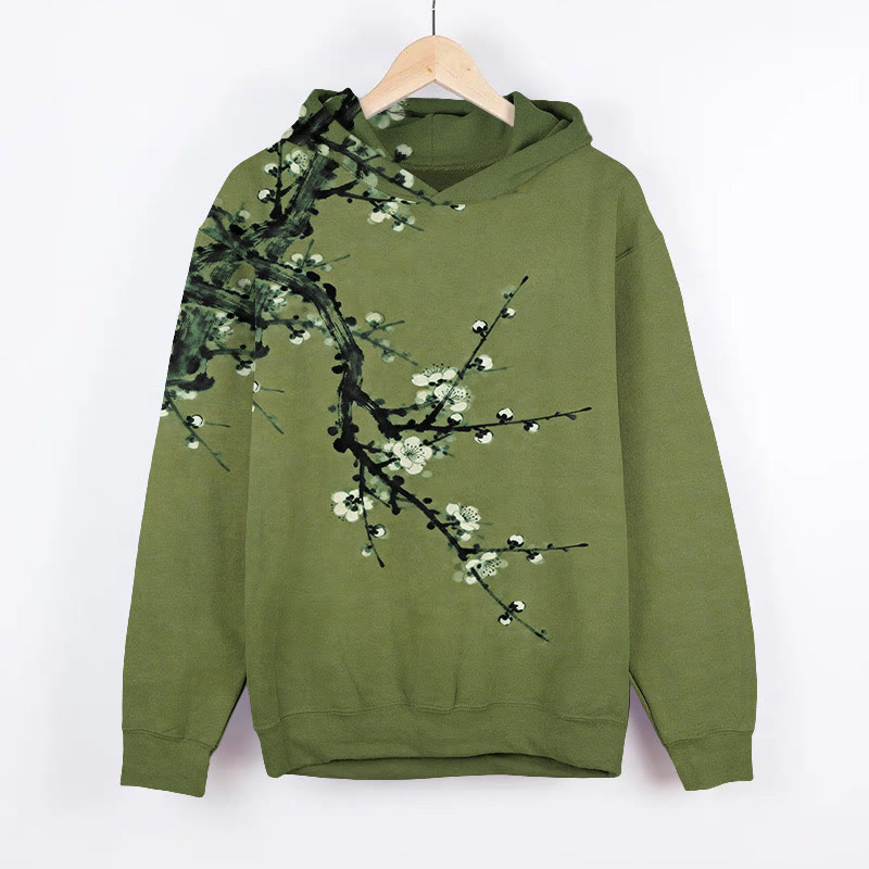 Japanese Ink Plum Blossom Art Print Long Sleeve Hoodie - image 4