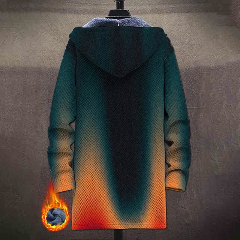 Gradient Orange And Cyan Print Unisex Plush Thick Long-sleeved Fleece Jacket Coat - image 3