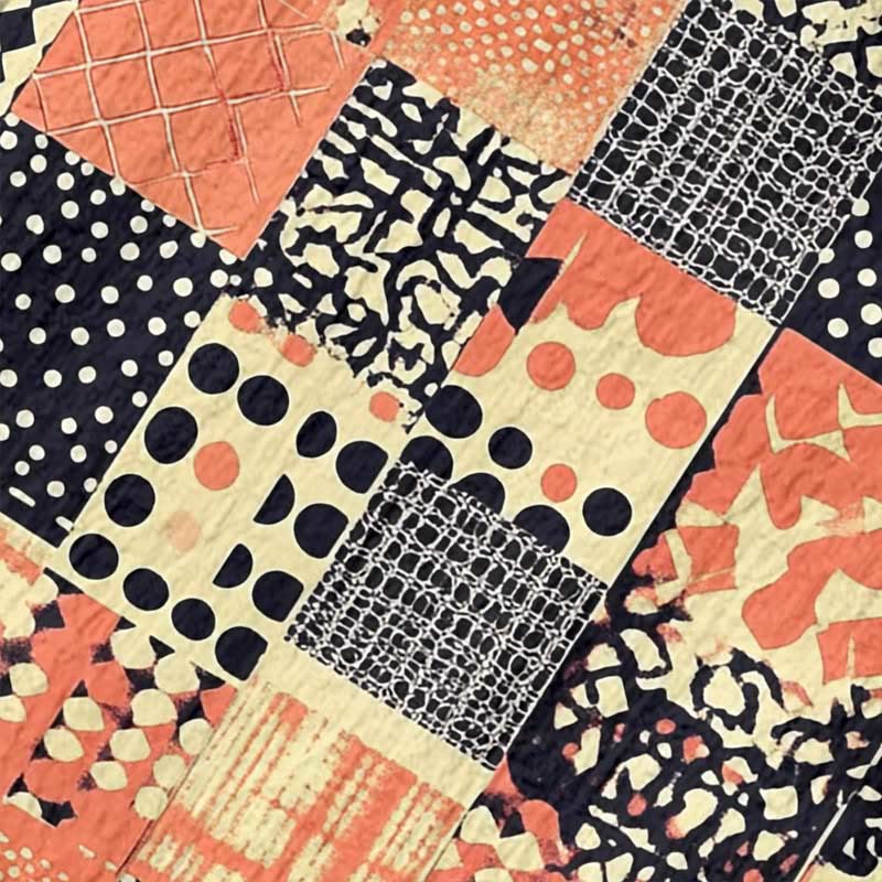 Women's Vintage Contrast Geometric Patchwork Pattern Art Print Dress - image 2