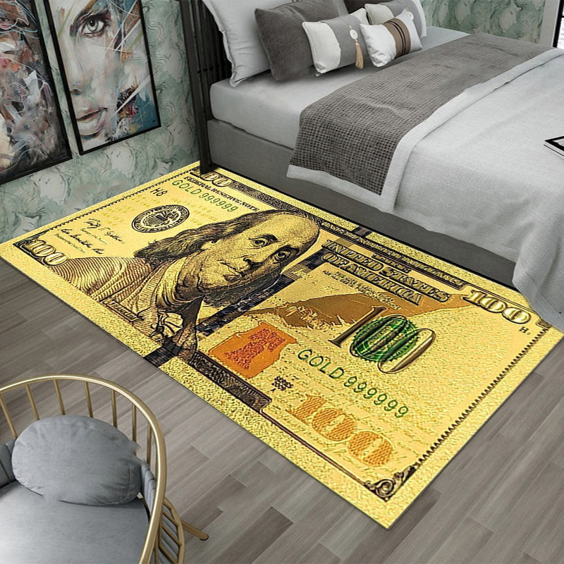 Dollar Pattern Printed Crystal Velvet Bedroom Mat - gold leaf - 80*200cm - image 8