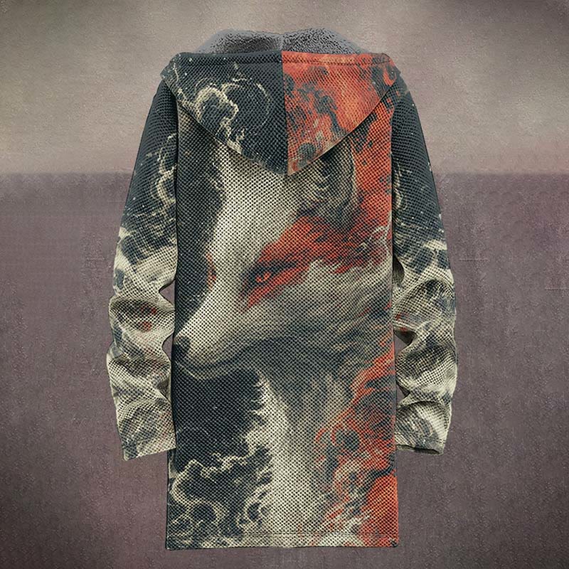 Mysterious Watercolor Fox Pattern Print Unisex Plush Thick Long-sleeved Fleece Jacket Coat - image 4