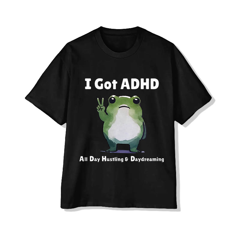 Unisex  Funny  Frog  Print Short Sleeved Crew Neck T-Shirt - Black - 2XL - image 5