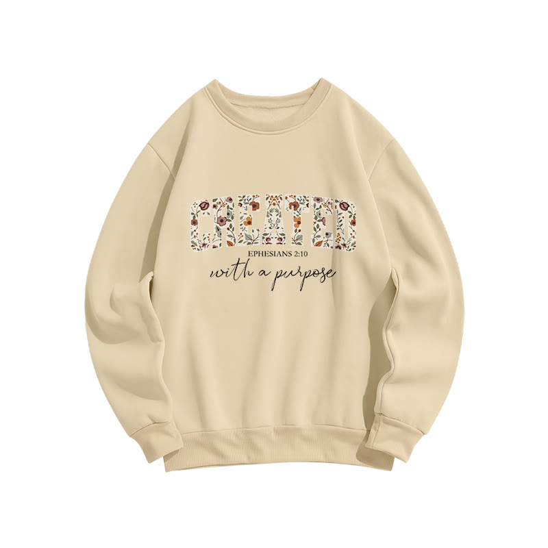 Bible Verse I Created With A Purpose Floral Print Sweatshirt - Apricot - US16-18(2XL) - image 6