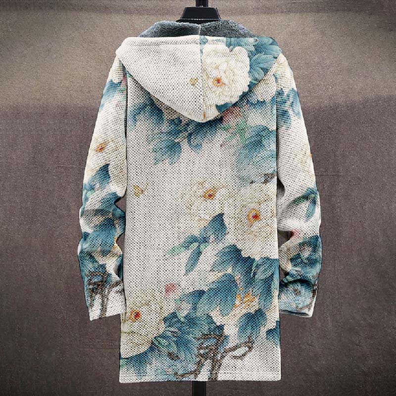 Romantic White Rose Blossom Art Print Unisex Plush Thick Long-sleeved Fleece Jacket Coat - image 3