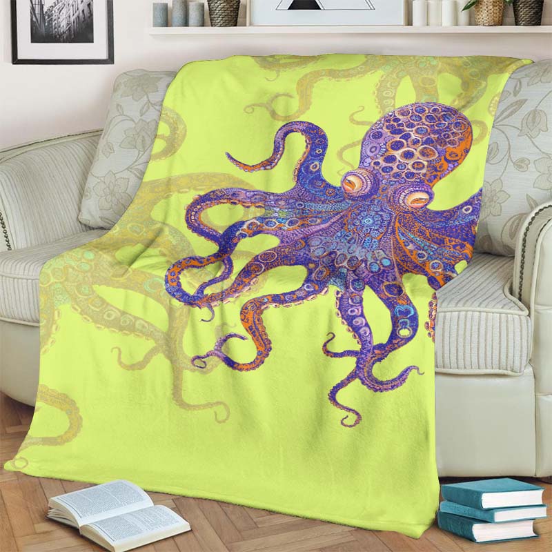 Unique Exquisite Octopus Pattern Print Blanket - Green - 100*150cm - image 3