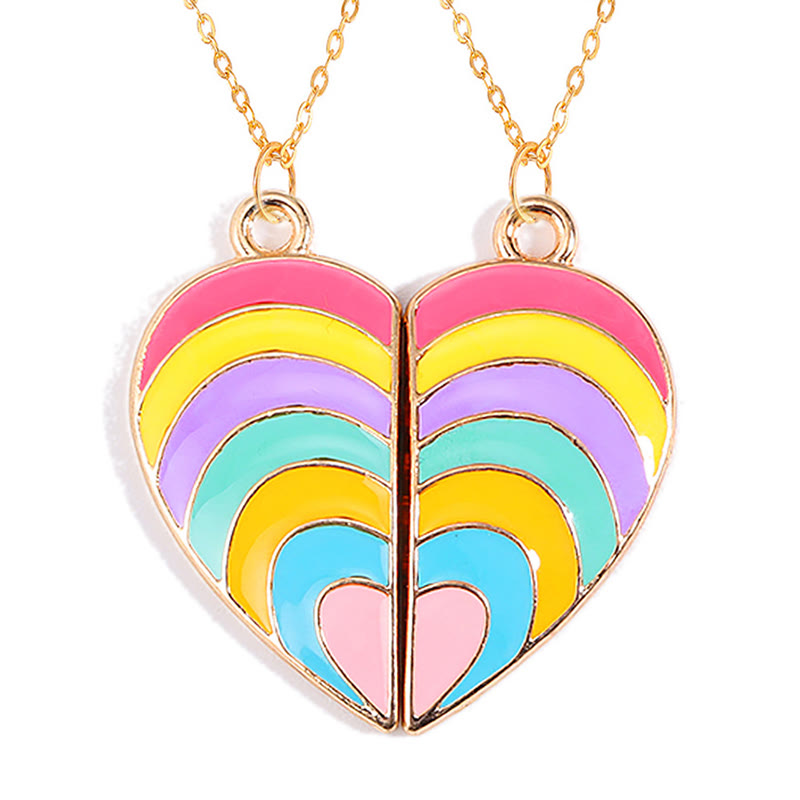 Best Friends Magnet Attraction Heart Stitching Necklace Set - Multicolor - one size - image 3