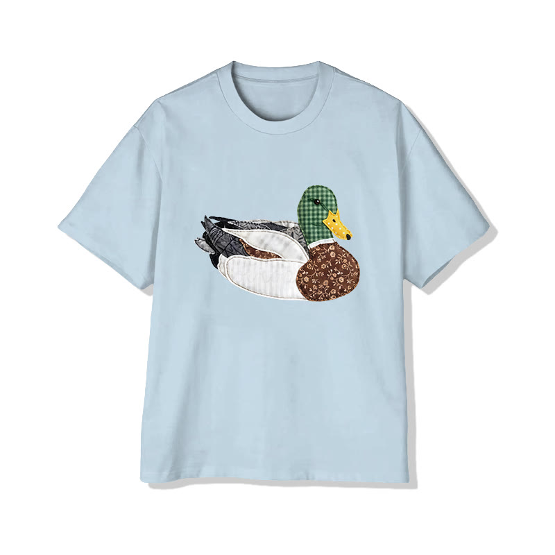 Rural Floral Farm Friend duck pattern Print Pattern Cotton Print T-Shirt - Light Blue - US16-18(2XL) - image 9