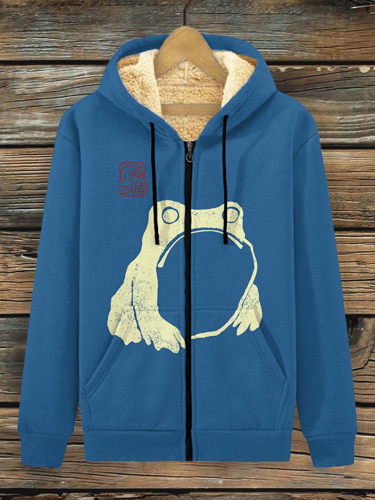 Frog Ancient Japanese Art Print Fleece Jacket