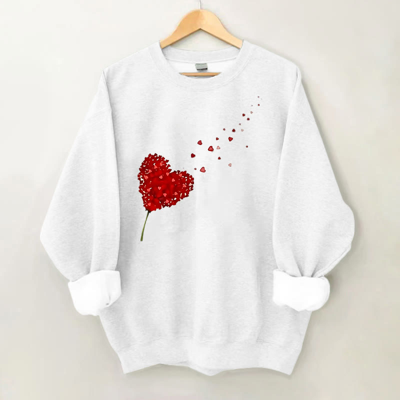 100% Cotton Valentine's Day Heart Print Crew Neck Sweatshirt - White - 2XL - image 2