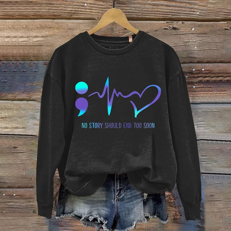 Suicide Prevention And Mental Health Print Casual Sweatshirt - Black - 5XL - image 3