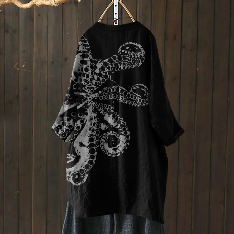 Vintage Japanese Octopus Tentacle Print Cardigan