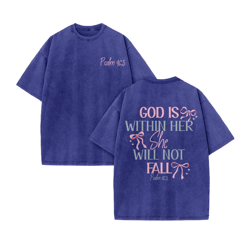 God Is Within Her Psalm 46:5 Print Acid Washed T-shirt - Blue - US20-22(3XL) - image 9