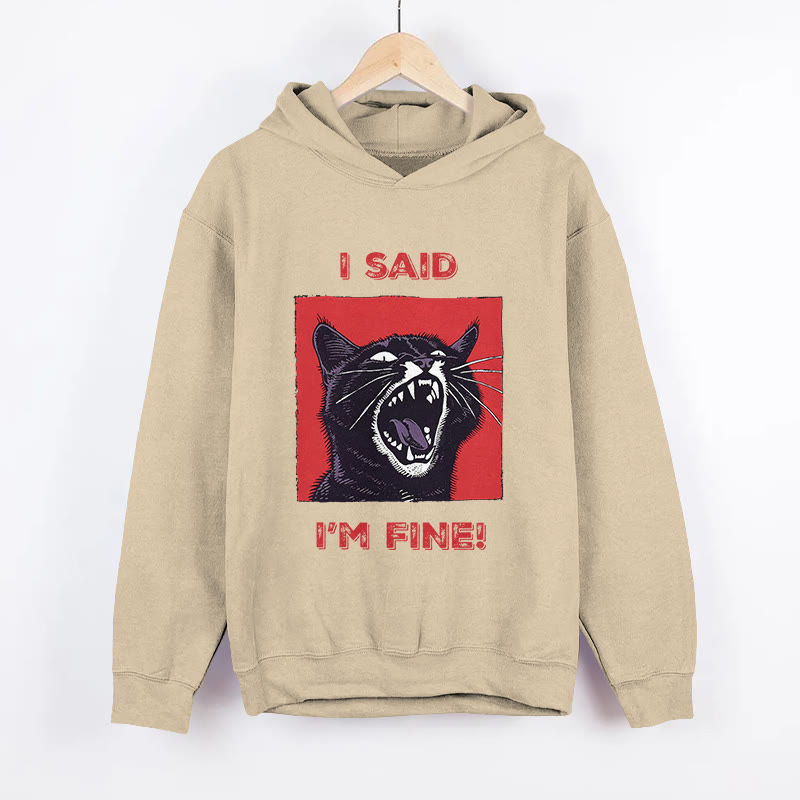 Unisex I SAID I'M FINE Pattern Long Sleeved Hoodie - Apricot - US44-46(8XL) - image 4