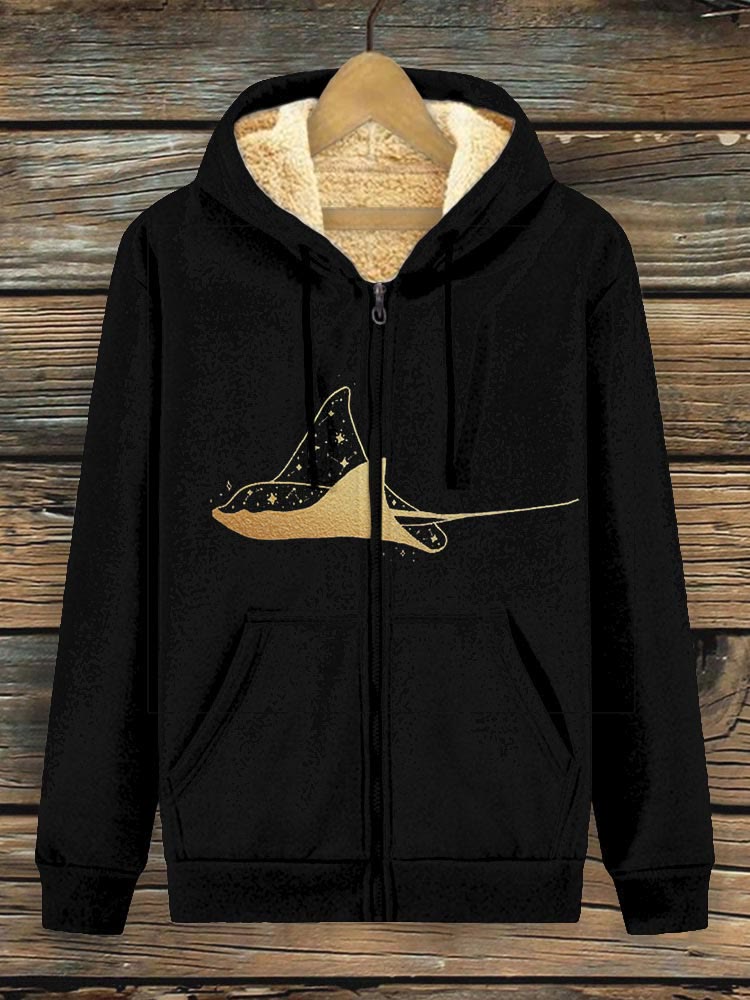 Celestial Skate Gold Art Print Fleece Jacket