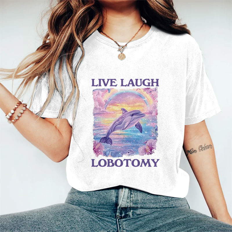 100% Cotton Live Laugh Lobotomy T-shirt - White - 2XL - image 3