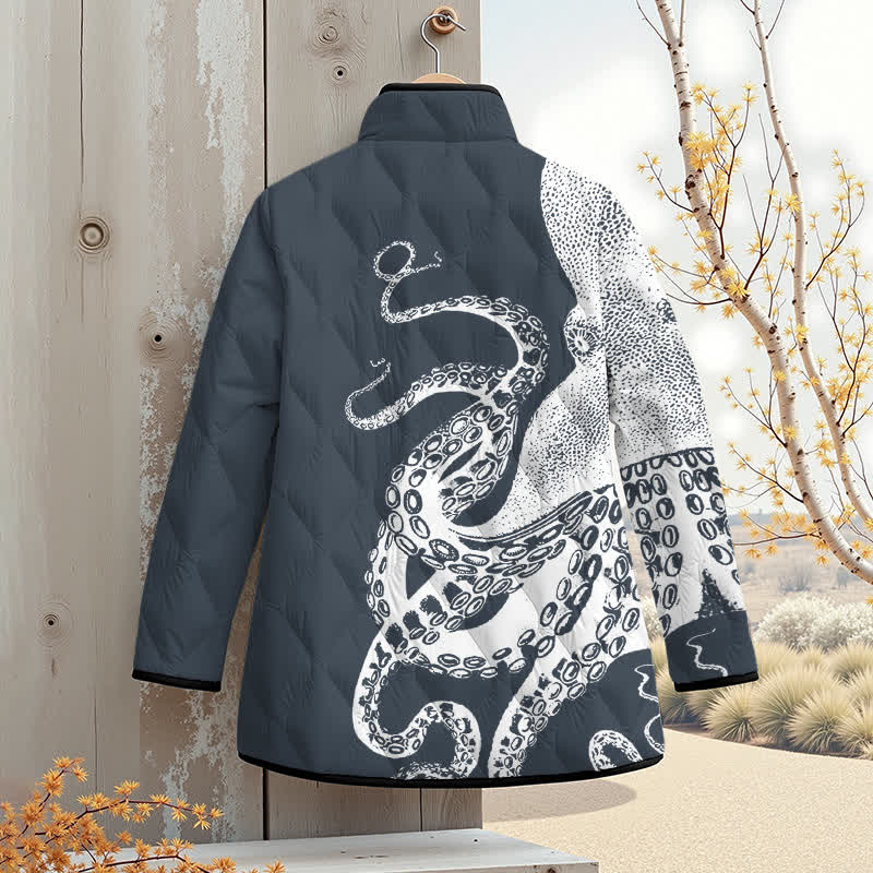 Japanese Art Octopus Graphic Print Outerwear Jackets - image 4
