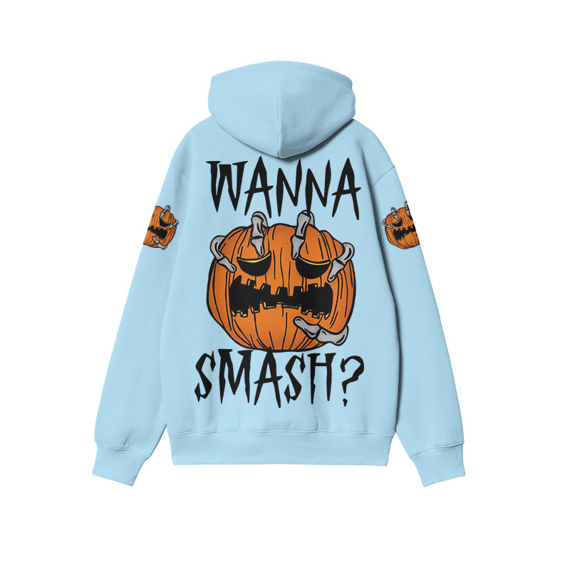 Unisex 100% Cotton Wanna Smash Halloween Print Hoodie - Blue - US16-18(2XL) - image 6